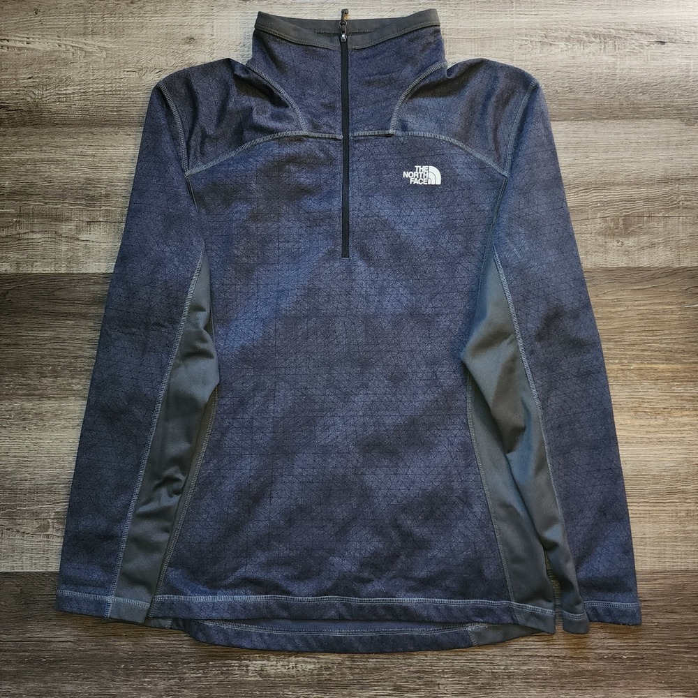The North Face Mens Gray Geometric Pattern Quarter Zip Pullover Sweater Large